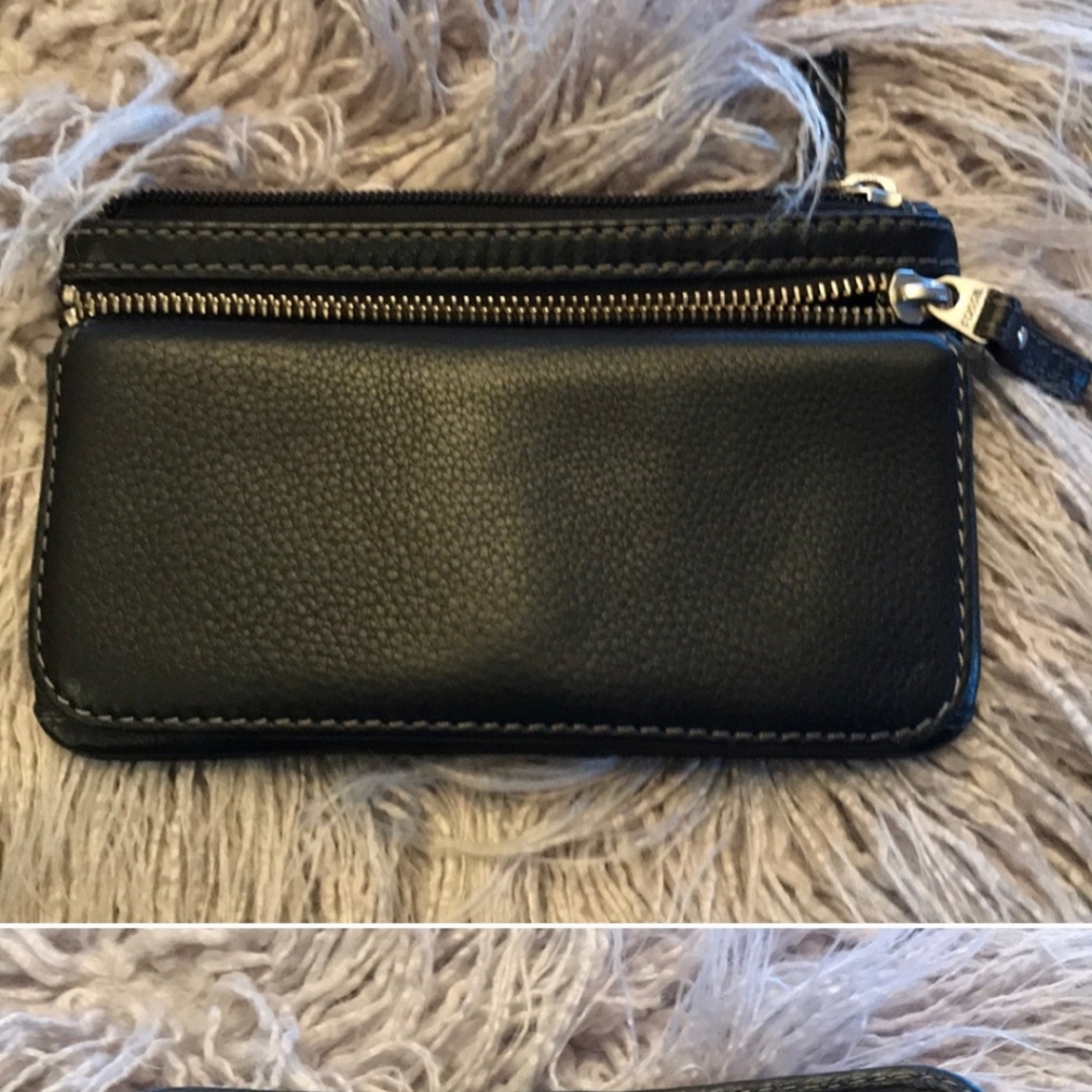Fossil Black Leather Wallet/Wristlet
